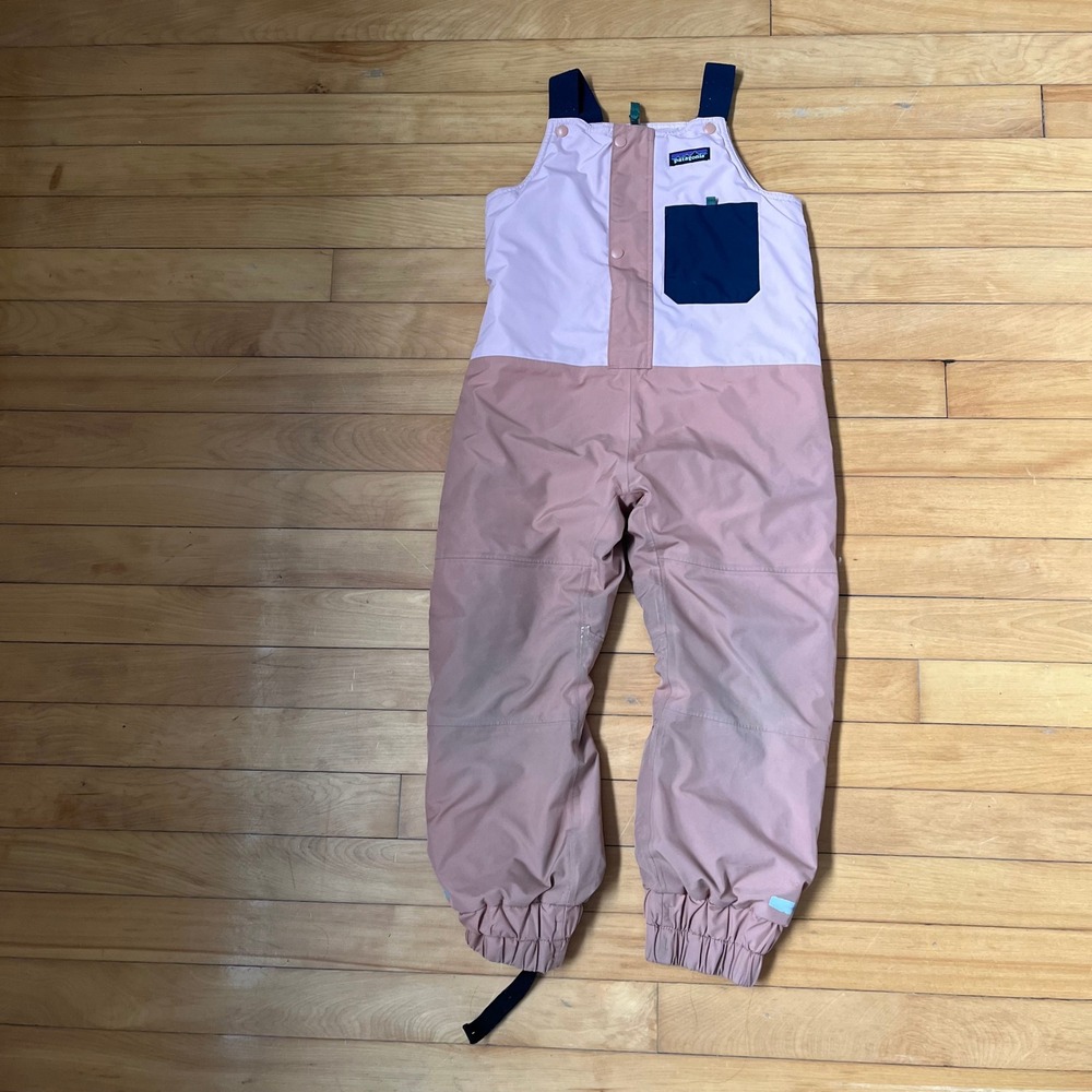 Patagonia Kids Snow Pile Bibs 5T Pink Navy Blue Insulated Snow Pants Coveralls